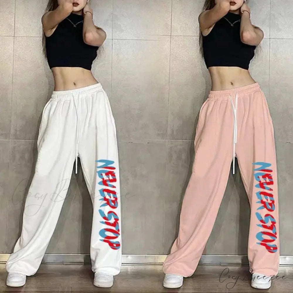 Elastic Waist Relaxed Jogging Pants pants-241228