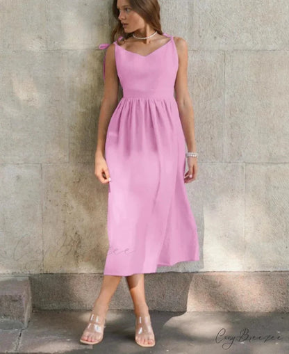 ELBA Elegant MIDI DRESS Pink / S