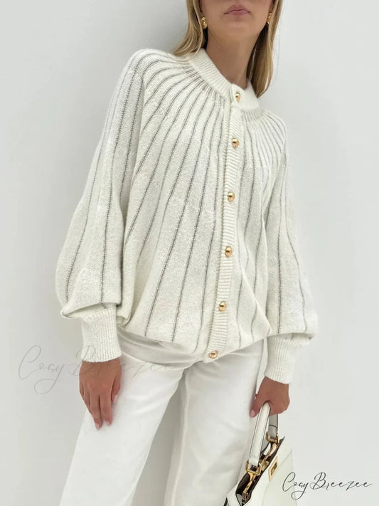 Elegant Batwing Graceful Sleeve Knit Dress White / S
