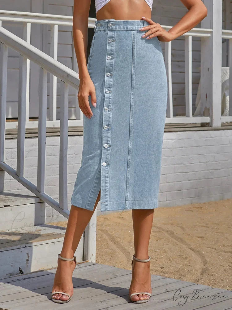 Elegant Denim High Waist Shirt