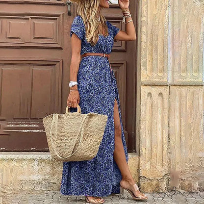 Elegant Evening Summer Long Boho Dress Blue / S