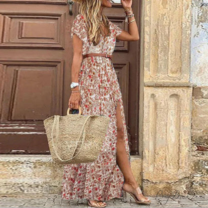 Elegant Evening Summer Long Boho Dress Red / S