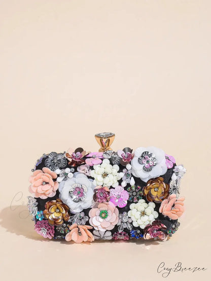 Elegant Floral Beaded Clutch Wedding Purse clutchbag-250126