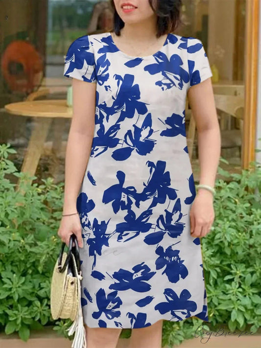 Elegant Floral Sundress Casual Dress A-Blue / S oldfloraldress-250126