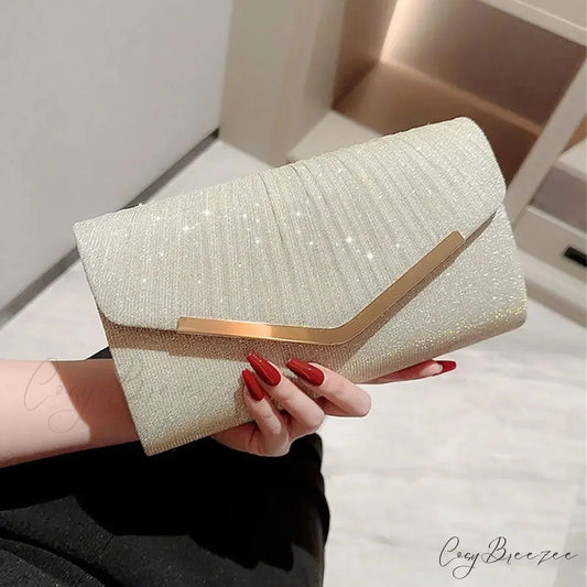 Elegant Gold Silver Banquet Clutch Shoulder Bag Purse Gold clutchbag-250126