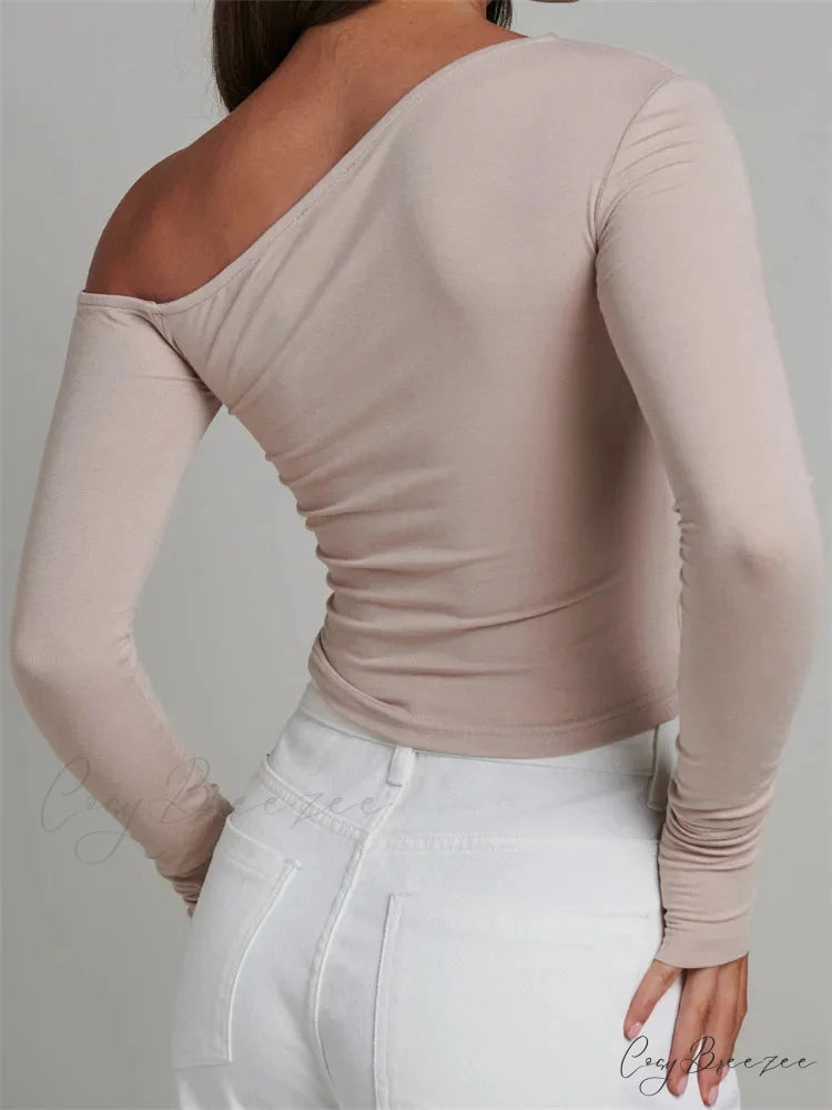 Elegant Lace Patchwork Long Sleeve O-Neck Slim Fit T-shirts