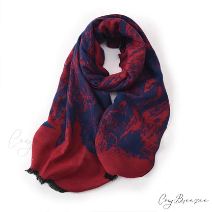 Elegant Lightweight Stylish Fall Winter Color Matching Thick Long Wide Thermal Scarf DARK RED