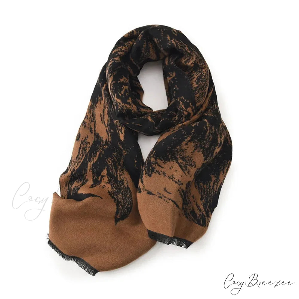 Elegant Lightweight Stylish Fall Winter Color Matching Thick Long Wide Thermal Scarf YELLOW BROWN