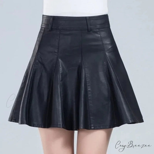 Elegant Plus Size New Fashion Korean Genuine Real Leather High Waist Skirt