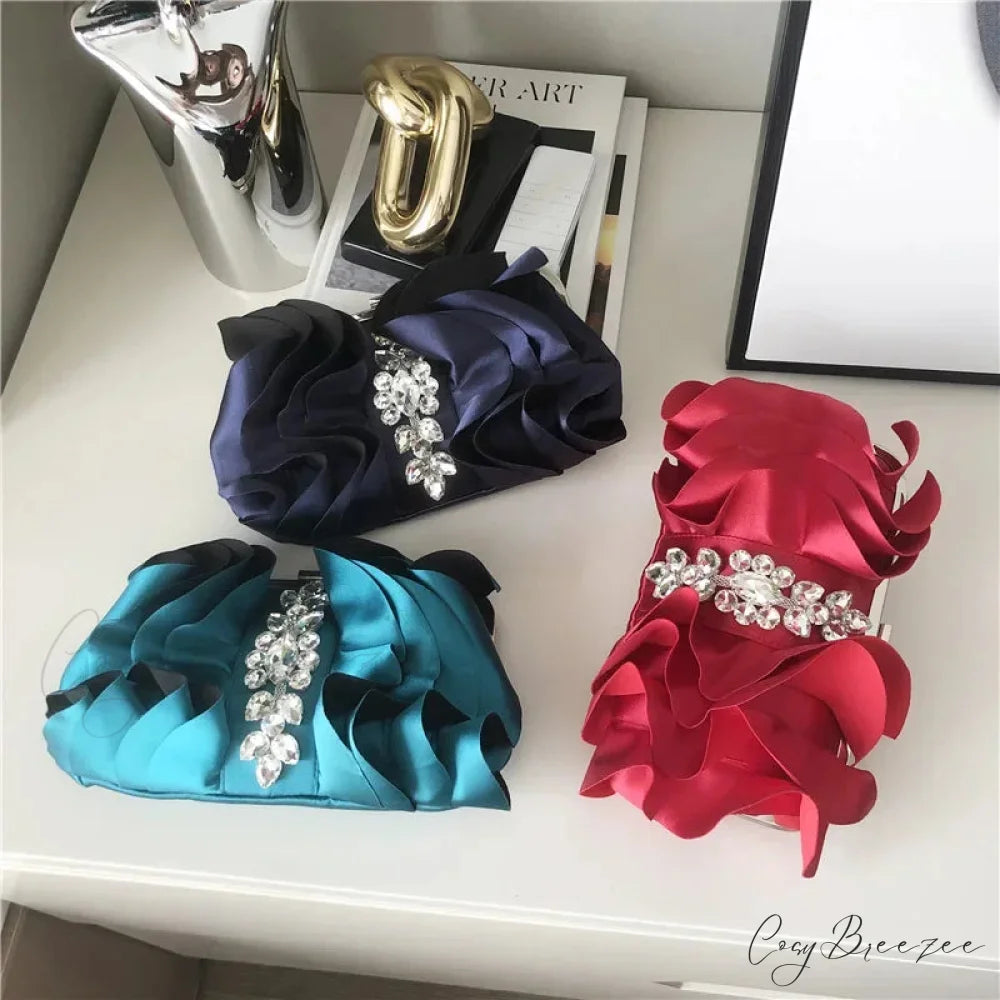 Elegant Red Evening Rhinestone Clutch Wristlet wristlet-250126