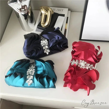 Elegant Red Evening Rhinestone Clutch Wristlet wristlet-250126