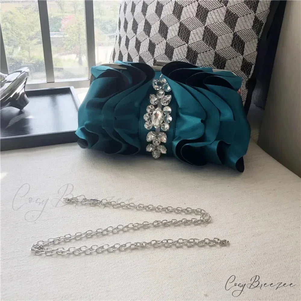 Elegant Red Evening Rhinestone Clutch Wristlet S / Green wristlet-250126