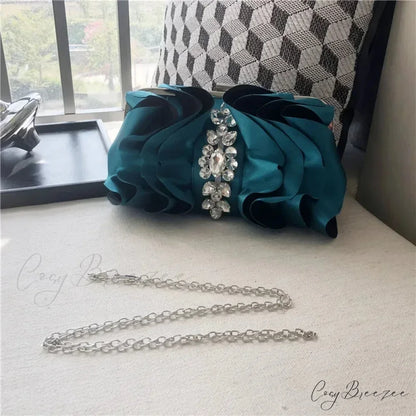 Elegant Red Evening Rhinestone Clutch Wristlet S / Green wristlet-250126