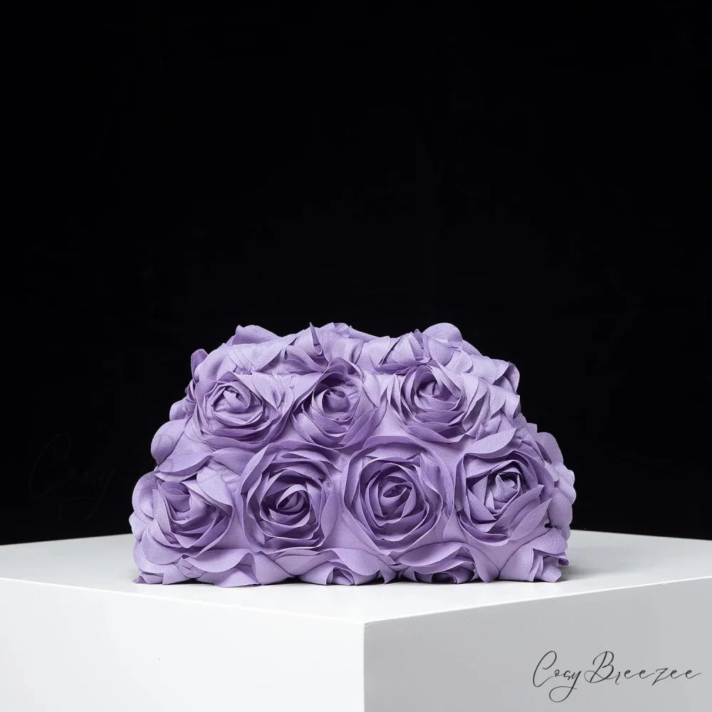 Elegant Rose Wedding Clutch Lavender wristlet-250126