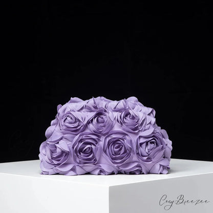 Elegant Rose Wedding Clutch Lavender wristlet-250126