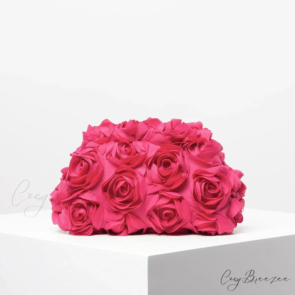 Elegant Rose Wedding Clutch Rose Red wristlet-250126