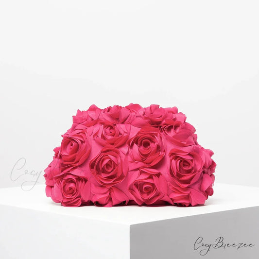Elegant Rose Wedding Clutch Rose Red wristlet-250126