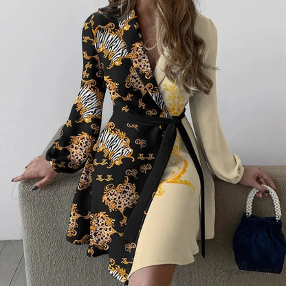 Elegant Slim Floral Polo Neck Women’s Dress oldfloraldress-250126