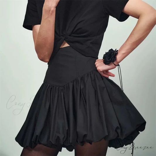Elegant Solid Bloom Mini Skirt skirts-250223