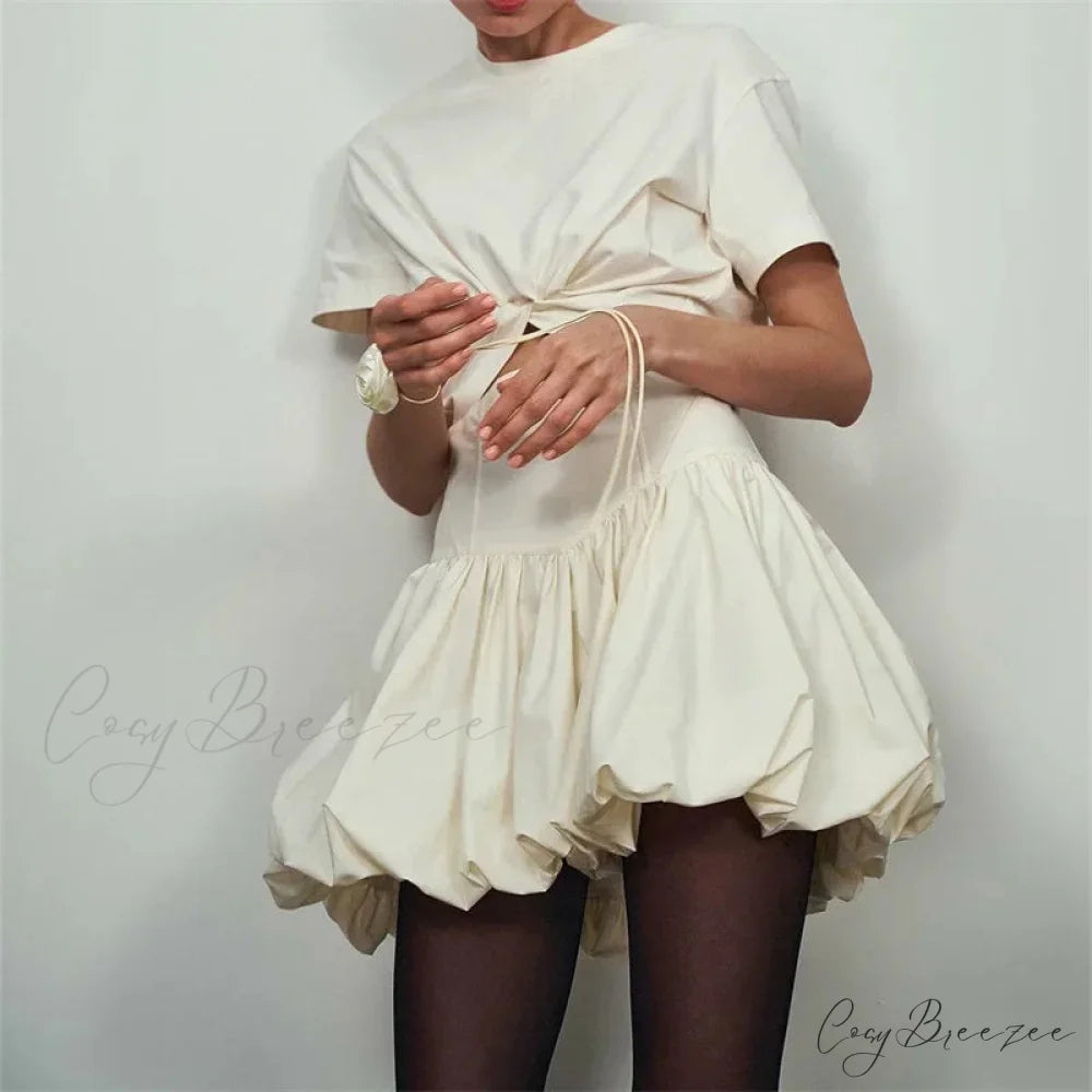 Elegant Solid Bloom Mini Skirt WHITE / S skirts-250223