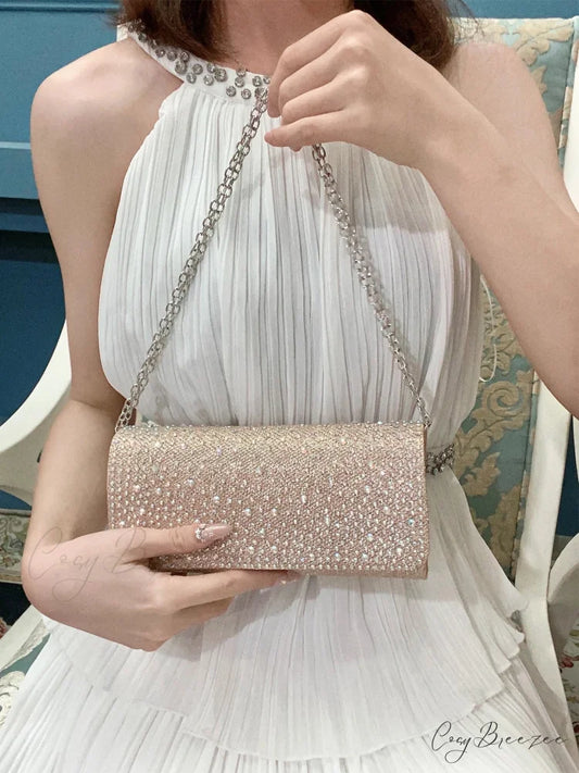 Elegant Sparkling Rhinestone Dinner Bag Golden clutchbag-250126