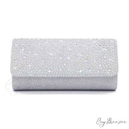 Elegant Sparkling Rhinestone Dinner Bag Silvery clutchbag-250126