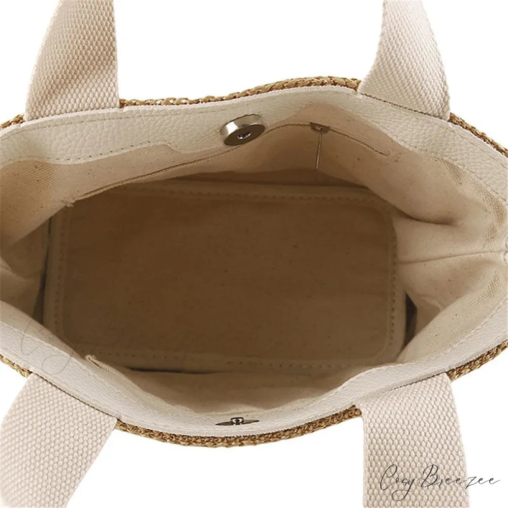 Elegant Straw Woven Casual Top-Handle Shoulder Bag Beige handbag-250126