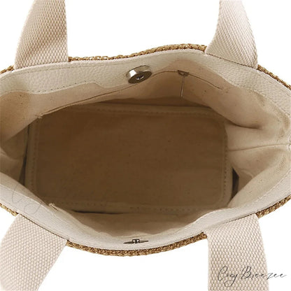 Elegant Straw Woven Casual Top-Handle Shoulder Bag Beige handbag-250126