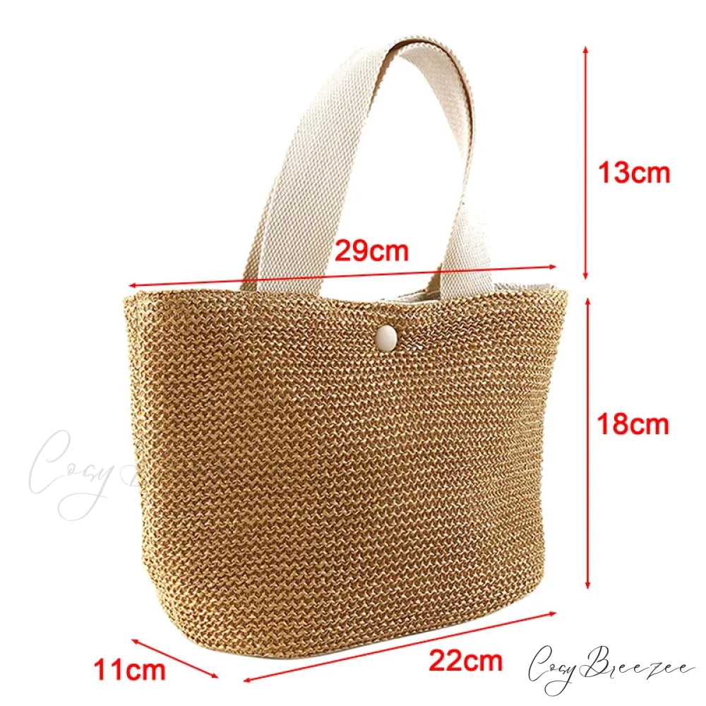 Elegant Straw Woven Casual Top-Handle Shoulder Bag Beige handbag-250126