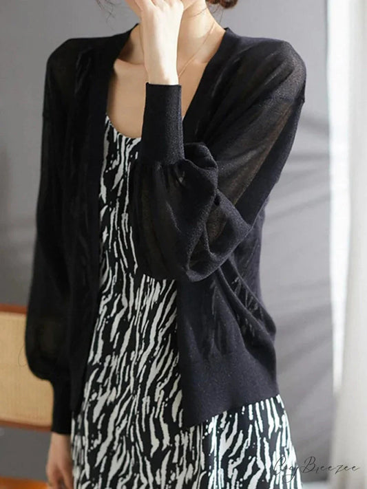 Elegant Thin Sun-proof Cozy Solid Simple Comfortable Korean Stylish Sweater Black / One Size