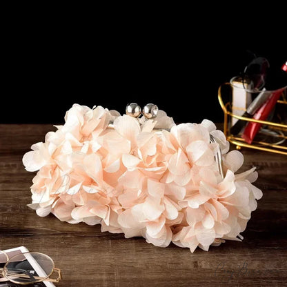 Elegant White Bride Floral Wedding Clutch Evening Handbag Champagne clutchbag-250126