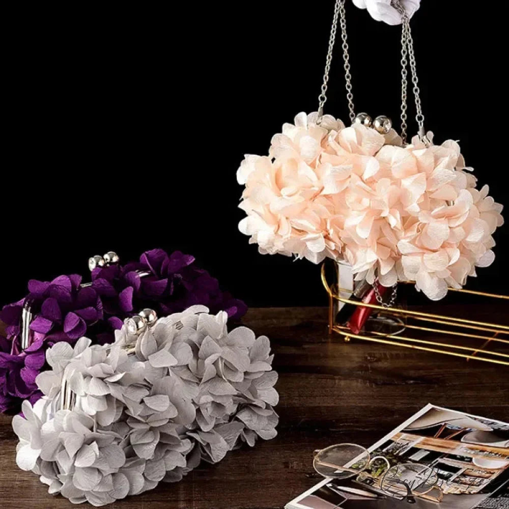 Elegant White Bride Floral Wedding Clutch Evening Handbag clutchbag-250126