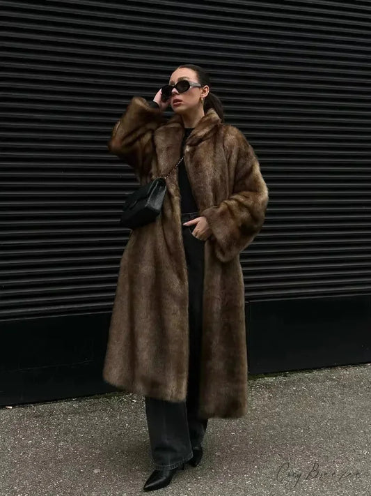 Elegant Woolen Belted Long Sleeve Coat overcoats-241228