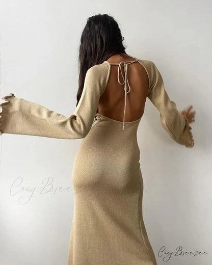 ELENA Elegant MAXI DRESS Apricot / L
