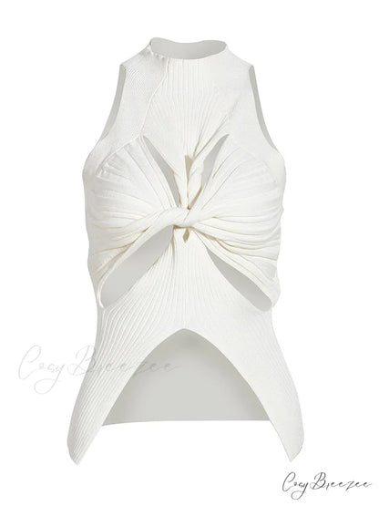 ELIANA Elegant KNITTED TOP White / S