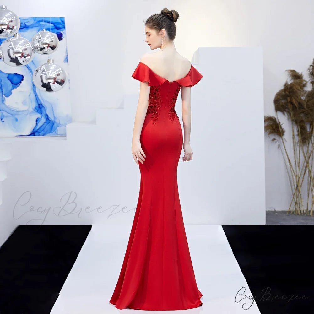 Elizabeth ruffled-strap Stylish embroidered fishtail dress