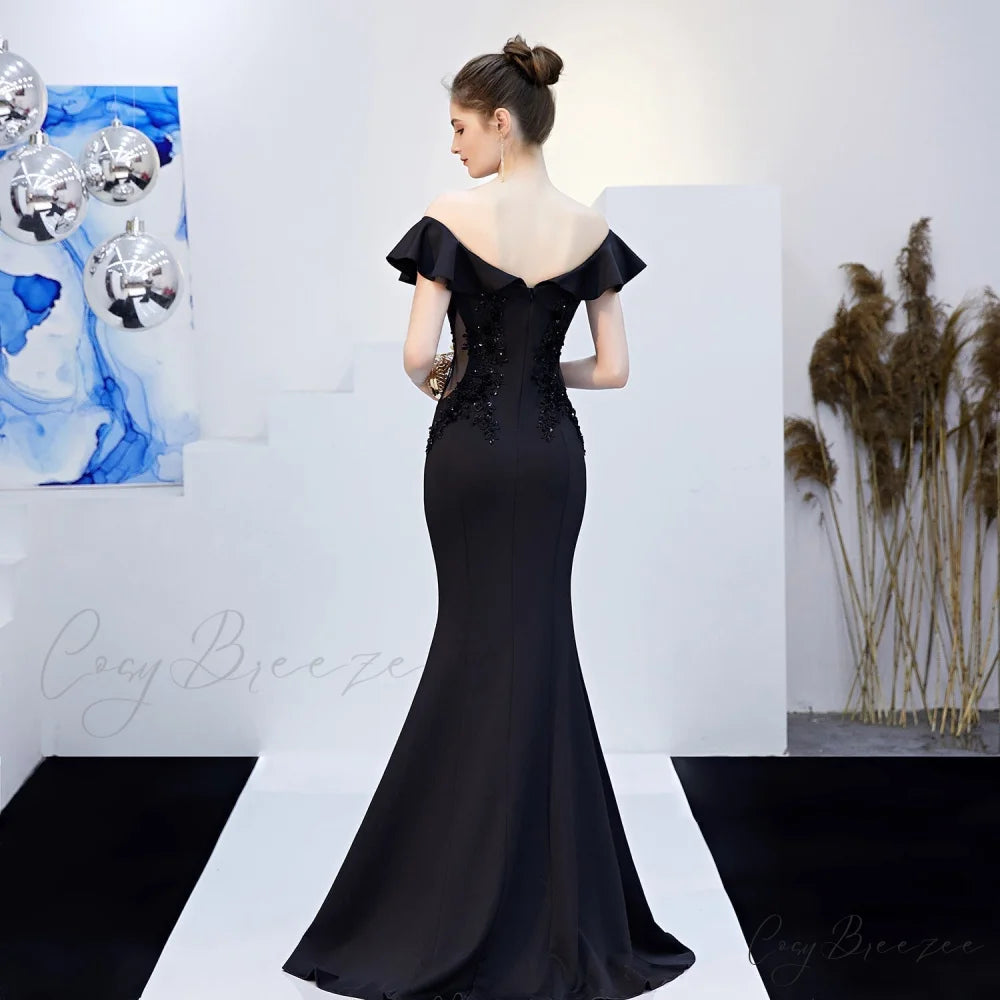 Elizabeth ruffled-strap Stylish embroidered fishtail dress