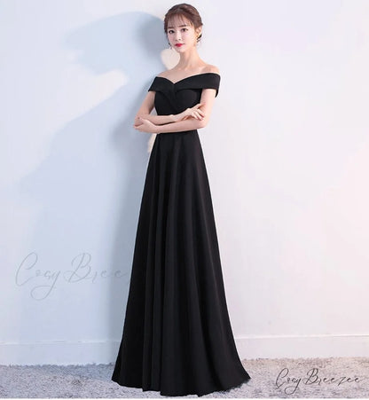 Ella Elegant off-the-shoulder gown BLACK / XS