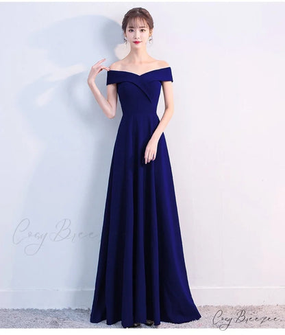 Ella Elegant off-the-shoulder gown NAVY / XS