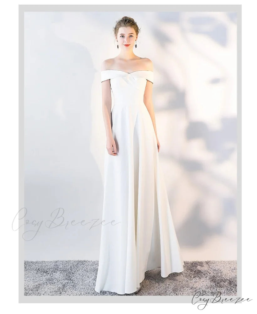 Ella Elegant off-the-shoulder gown WHITE / XS