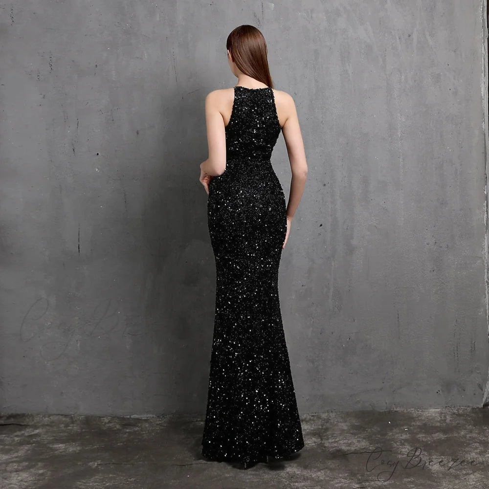 Ella halterneck Stylish sequined formal dress