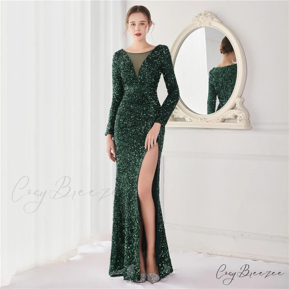 Ella sequined large Charming split mermaid dress