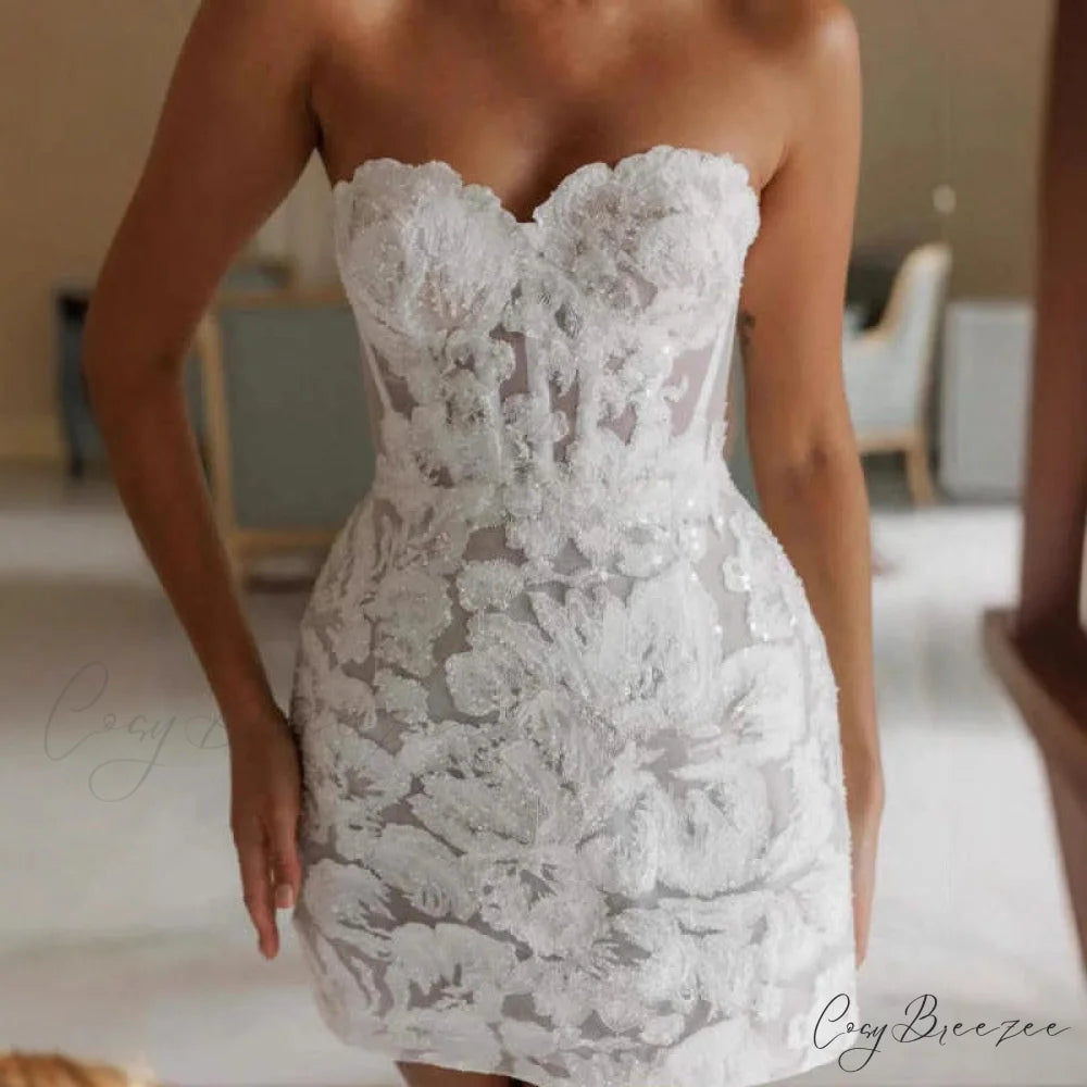 Embroidered Strapless A-Line Evening Wedding Dress weddingdress-250223
