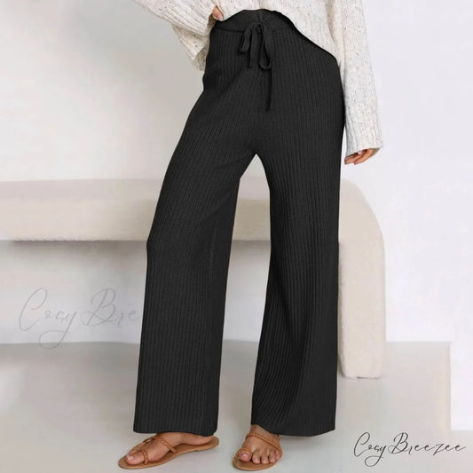 Embroidery Bow Knitted Flare Casual Slim Fit Sweatpants All-match Pants