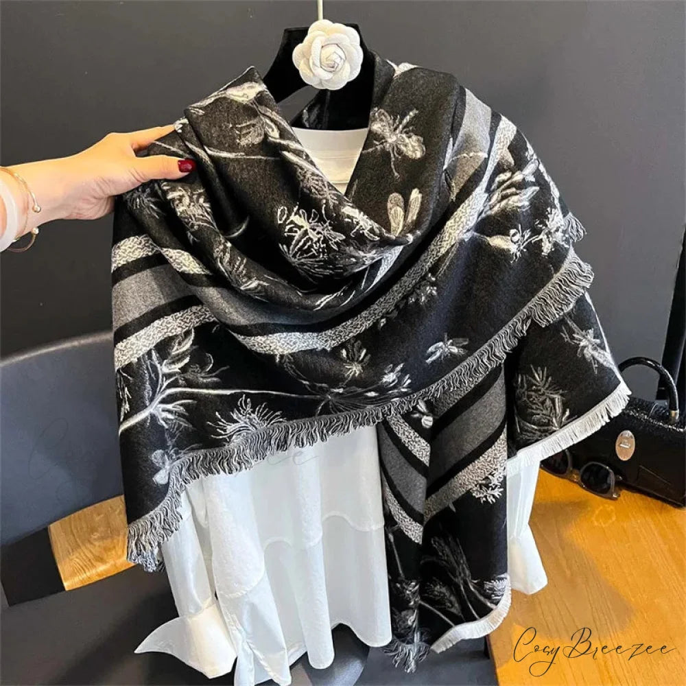 Embroidery Cashmere Winter Scarf scarf-241228