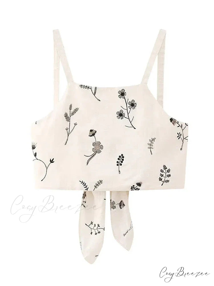 Embroidery Strap Maxi Dress