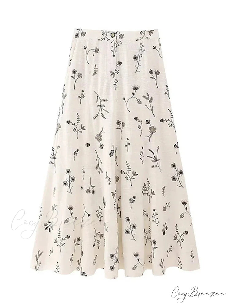 Embroidery Strap Maxi Dress