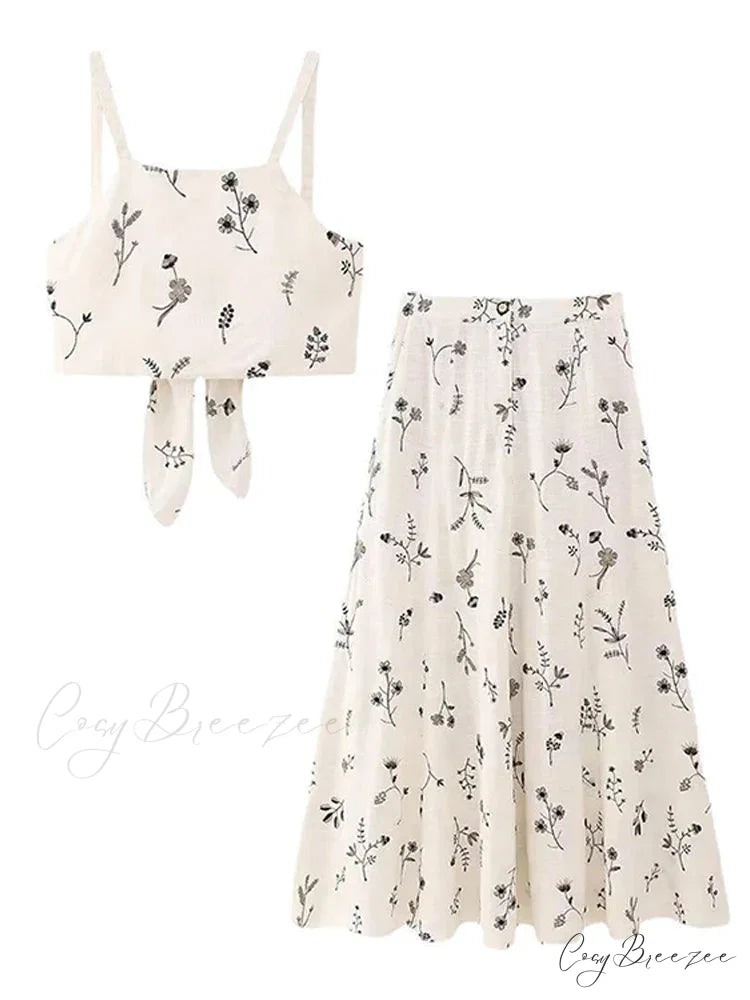 Embroidery Strap Maxi Dress