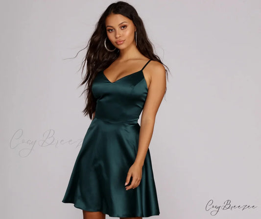 Emme Satin Stylish Party Dress HUNTER / 1