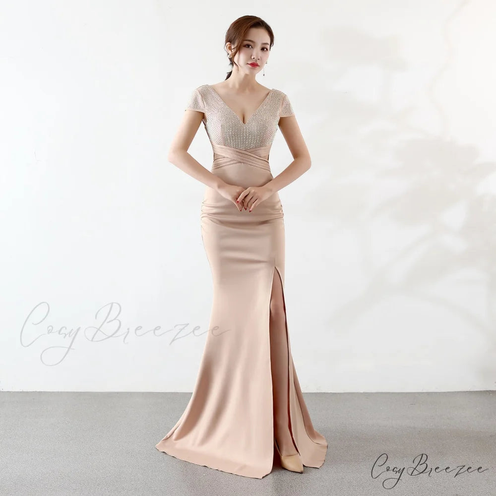 Eremi slim fit Charming long fishtail dress GOLD / XS